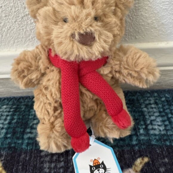 Jellycat BARTHOLLOMEW BEAR DECORATION New Ornament Christmas Holiday Scarf Gift - Picture 3 of 6